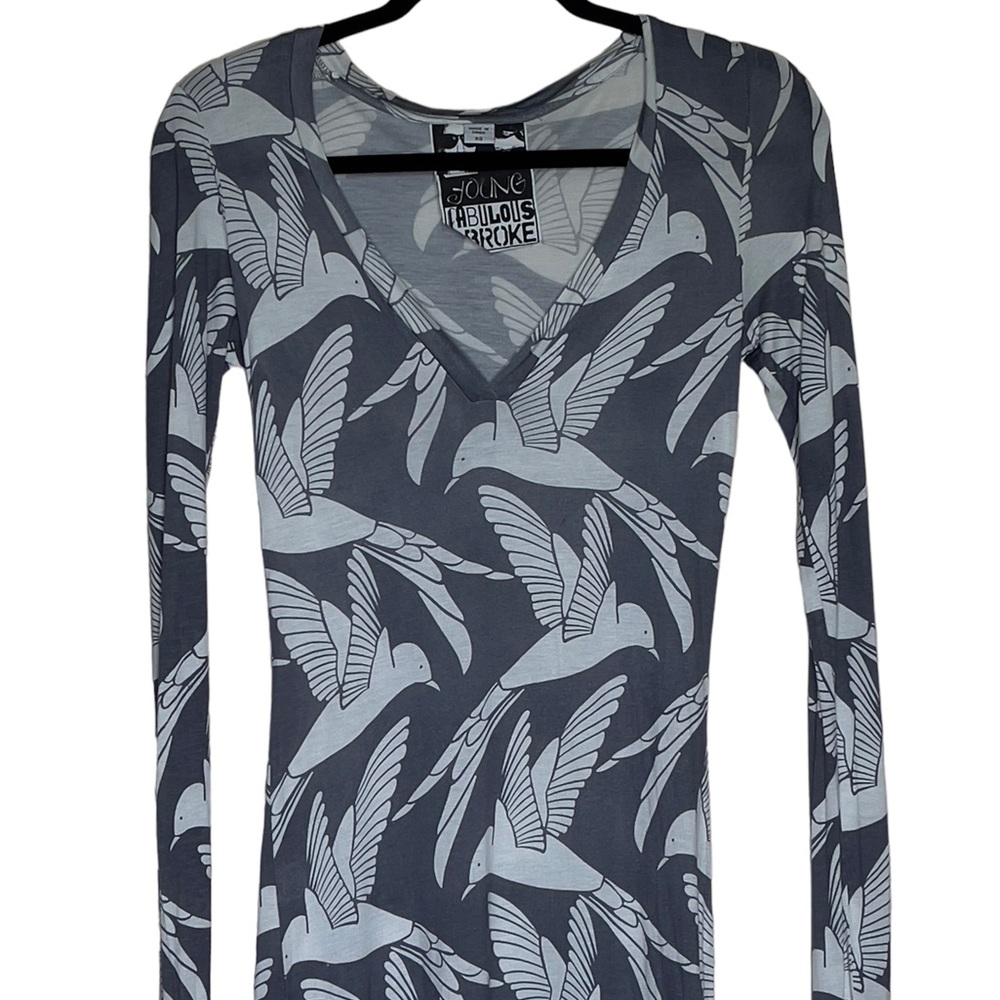 Young Fabulous & Broke Bird Print Size XS Black & White Dress - Picture 2 of 9